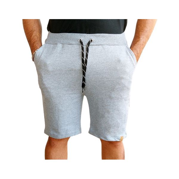 Bermuda Masculina Moletom Leve Com Elástico Cordão Ajustável Cinza