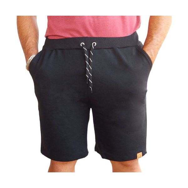 Bermuda Masculina Moletom Leve Com Elástico Cordão Ajustável Preto