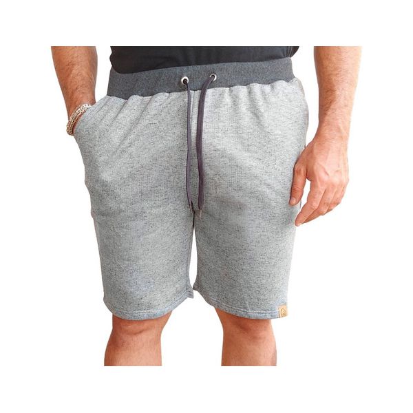 Bermuda Masculina Moletom Leve Com Elástico Cordão Ajustável Cinza/Grafite