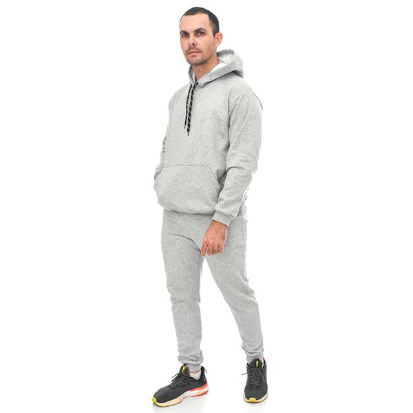 Conjunto Moletom Adulto Unissex Blusa Canguru E Calça Cinza