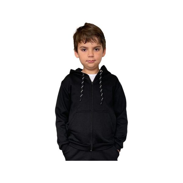 Blusa Moletom Infantil C/ Zíper Feminino Masculino Jaqueta Preto