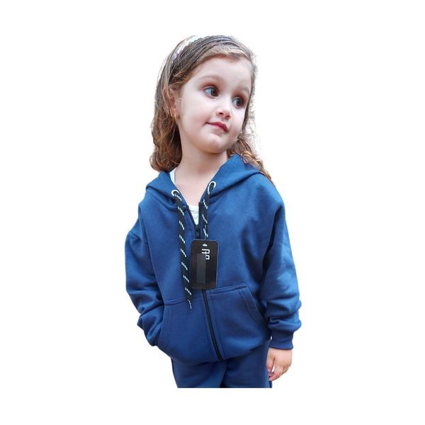 Blusa Moletom Infantil C/ Zíper Feminino Masculino Jaqueta Azul-escuro