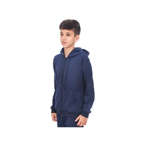 Blusa De Moletom Juvenil C/ Zíper Feminino Masculino Jaqueta Azul-escuro