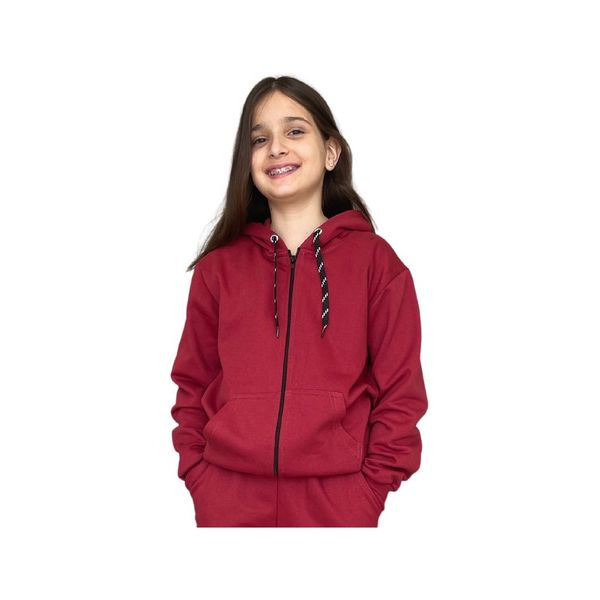 Blusa De Moletom Juvenil C/ Zíper Jaqueta Vinho