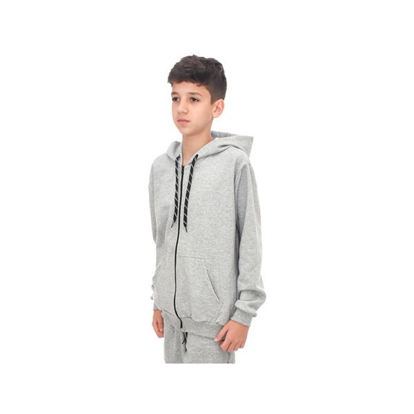 Blusa De Moletom Juvenil C/ Zíper Jaqueta Cinza