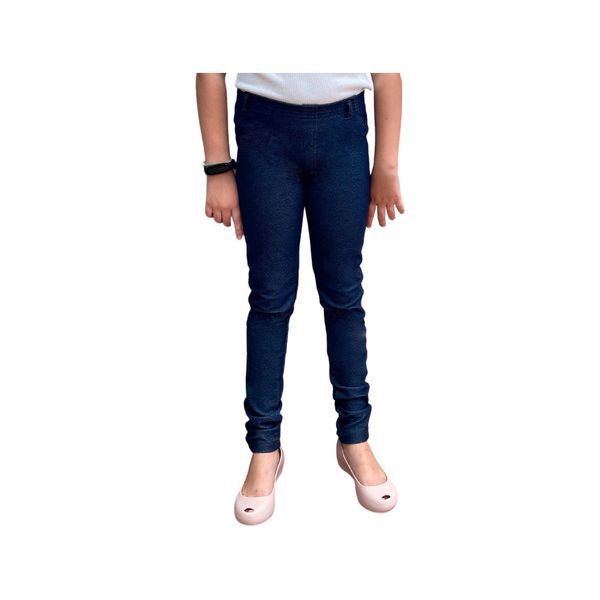 Calça Legging Imitando Jeans Juvenil Feminina Malha / Cotton Azul-marinho