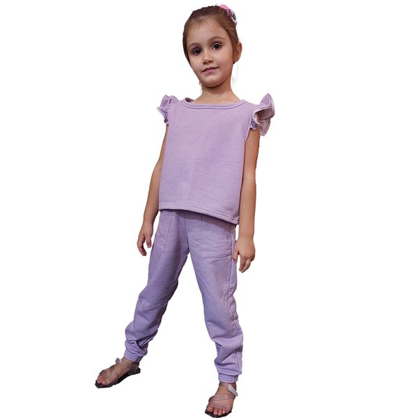 Conjunto de calça jogging e blusa em linho Lilas