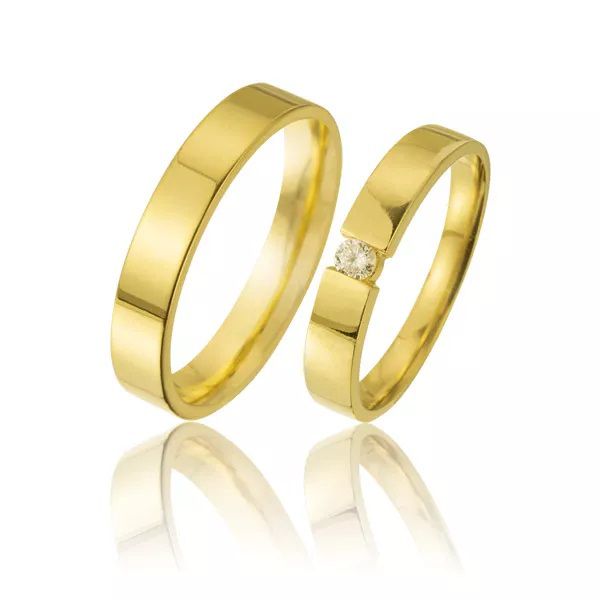 Aliança em Ouro 18k com Diamante - AE-CB-43 - Alianças Exclusivas