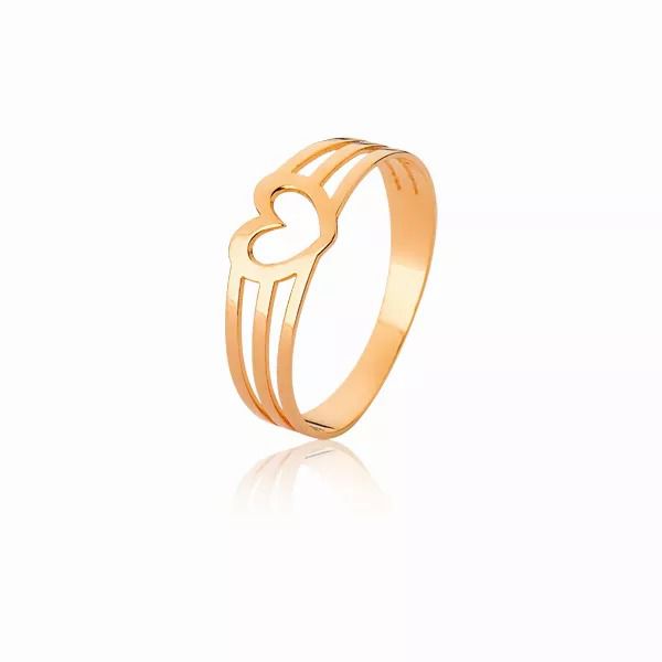 Anel Ouro Rose 18k Com Coração Vazado - AE-A-07-R - Alianças Exclusivas