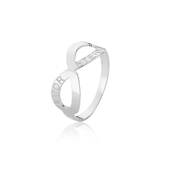 Anel Com Símbolo Do Infinito Ouro Branco 18k - AE-A-02-B - Alianças Exclusivas