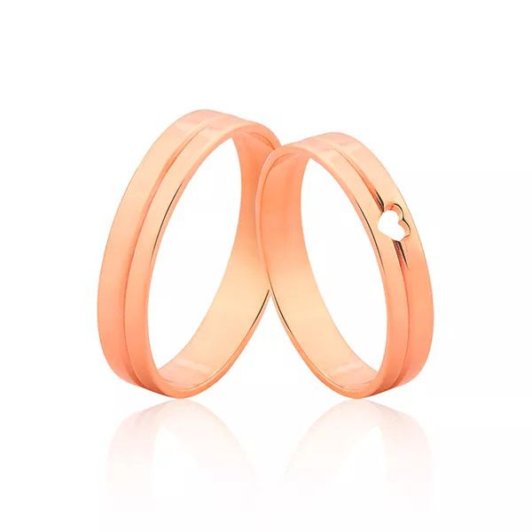 Aliança em Ouro Rose com Coração Vazado - AE-JN-448-R - Alianças Exclusivas
