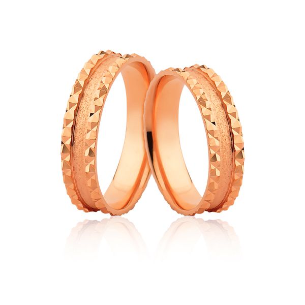 Alianças Trabalhadas Em Ouro Rosé 18k - AE-1166-R - Alianças Exclusivas