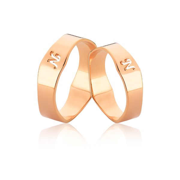 Aliança em Ouro Rose Personalizada - L-JN-517-R - Alianças Exclusivas