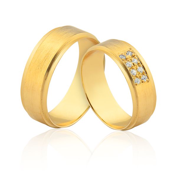 Aliança Em Ouro Com Diamantes - AE-J-JE-537 - Alianças Exclusivas