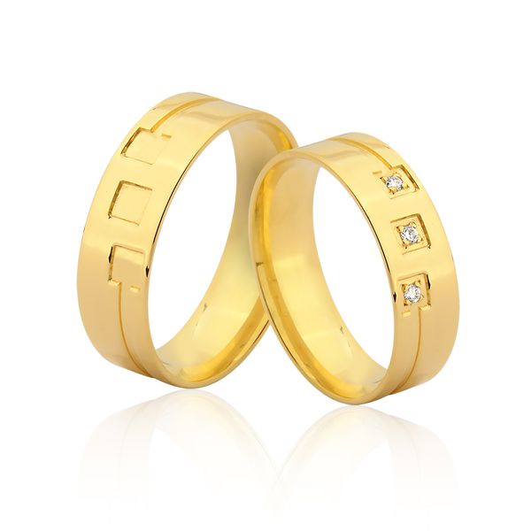 Alianças De Noivado e Casamento ouro 10k - A-JN-391 - Alianças Exclusivas