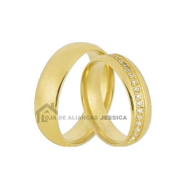 Alianças De Ouro 18k Com Diamantes - L-JN-111 - Alianças Exclusivas