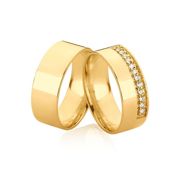 Alianças Exclusiva com diamantes de ouro 18k - A-JN-529 - Alianças Exclusivas