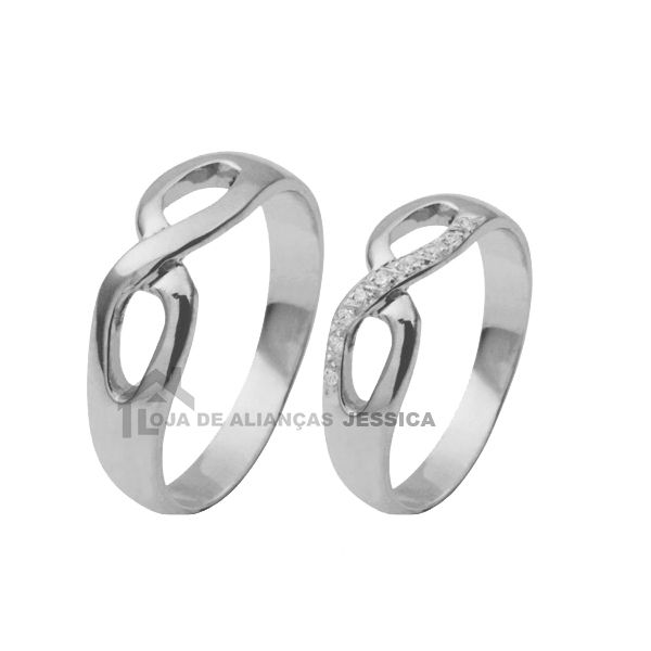 Aliança Do Infinito Em Ouro Branco 18k - L-CB-79-B - Alianças Exclusivas