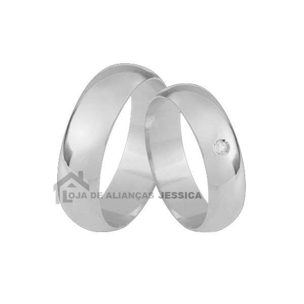 Alianças em Ouro Branco 10k com Pedra Grátis - A-CB-75-B - Alianças Exclusivas