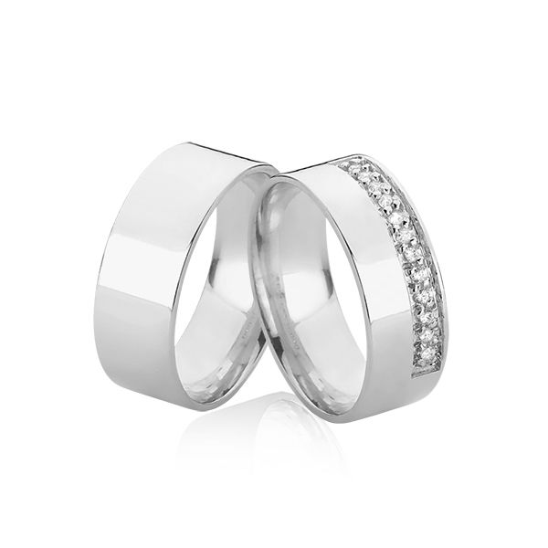 Alianças Exclusiva com diamantes de ouro Branco 18k - A-JN-529-B - Alianças Exclusivas