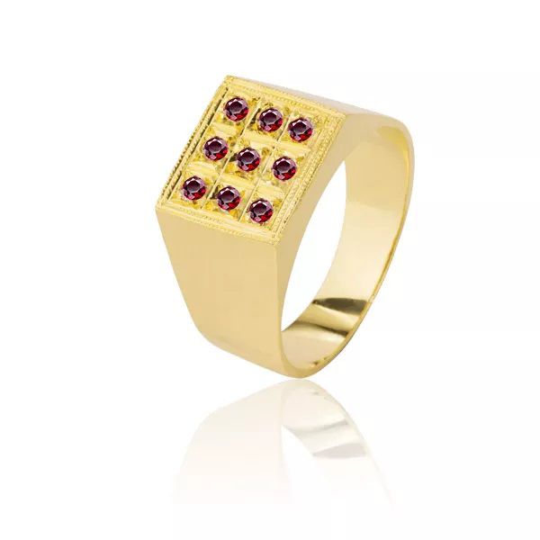 Anel Masculino com Rubi em Ouro 18K - AE-02 - Alianças Exclusivas