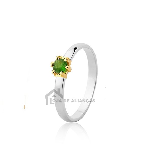 Anel De Prata Com Ouro 18k