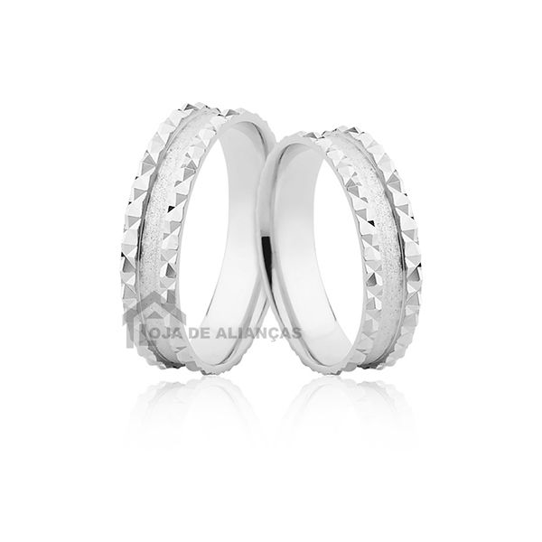 Aliança De Prata Para Namoro Diamantada - L-AG-1195 - Alianças Exclusivas