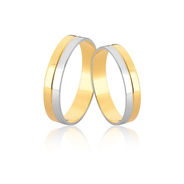 Aliança Duas Cores em Ouro 10K - AE-E-71-10K - Alianças Exclusivas
