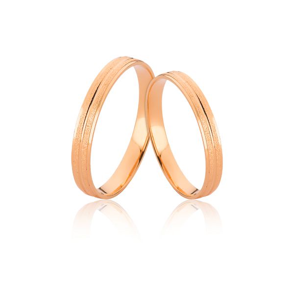 Aliança em Ouro Rose 18K Diamantada - L-D-83-R - Alianças Exclusivas