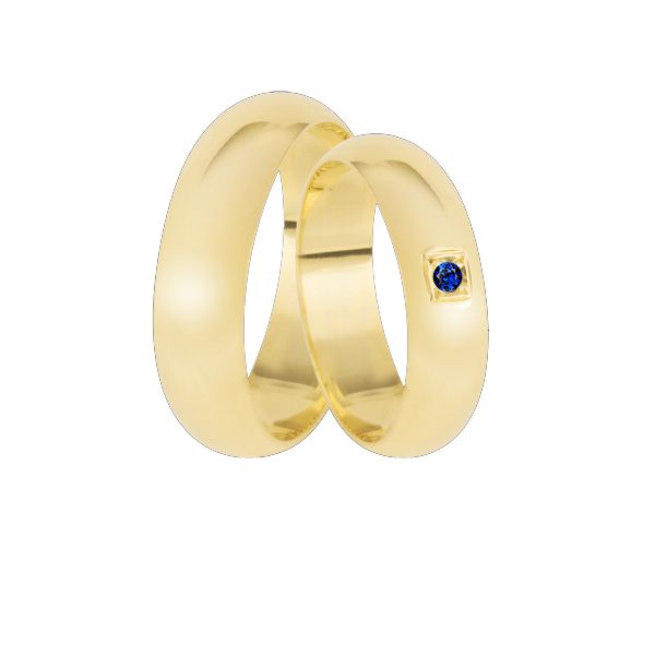 Alianças em Ouro 18K com Safira Azul Natural - AE-CB-65-S - Alianças Exclusivas