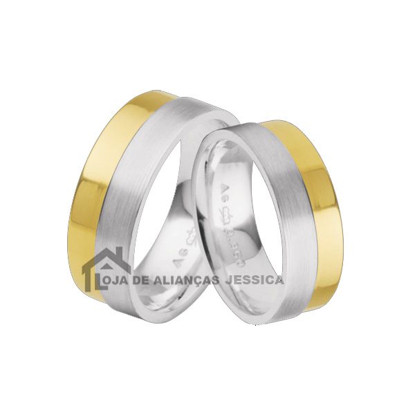 Alianças De Prata e Ouro 18k - L-AG-3022 - Alianças Exclusivas