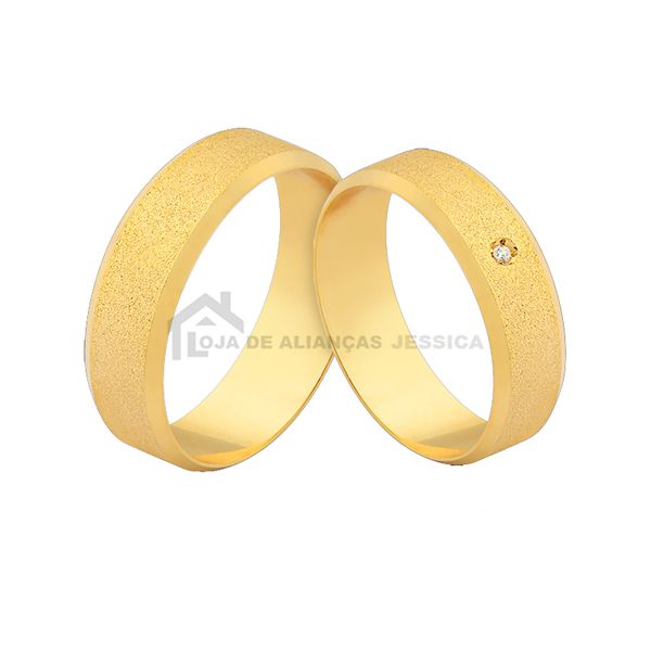 Alianças De Ouro Com Pedra Grátis - L-J-557-Z - Alianças Exclusivas