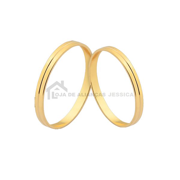 Lindas Alianças De Noivado e Casamento Em Ouro 18k - L-J-235 - Alianças Exclusivas