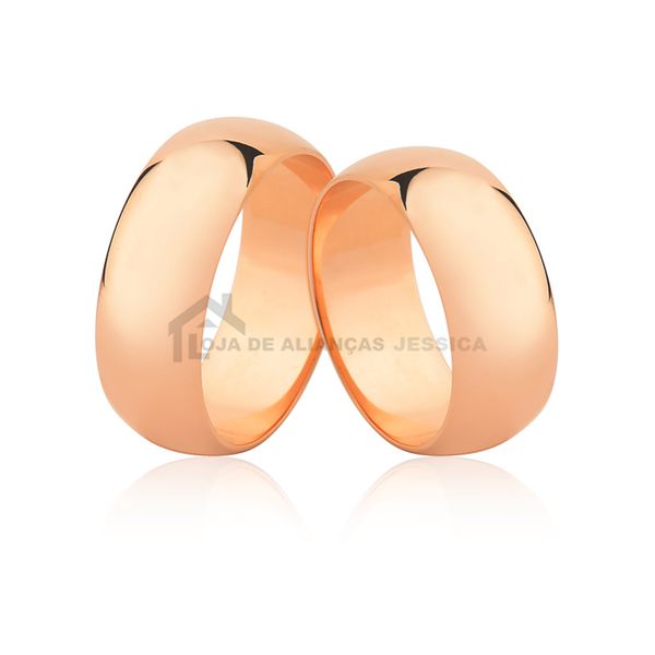 Par De Alianças Largas De Ouro Rosé 18k - L-CM-75-R - Alianças Exclusivas