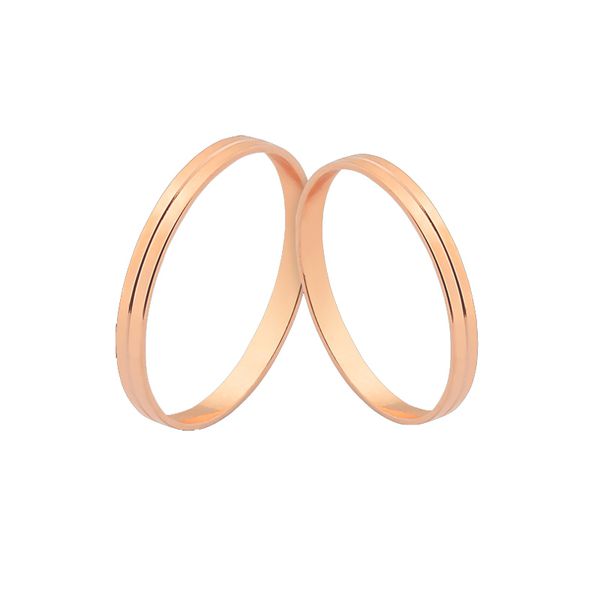 Lindas Alianças De Noivado e Casamento Em Ouro Rosé 18k - L-J-235-R - Alianças Exclusivas