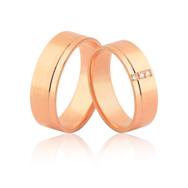 Alianças De Noivado e Casamento De Ouro Rose - A-JE-578-R - Alianças Exclusivas