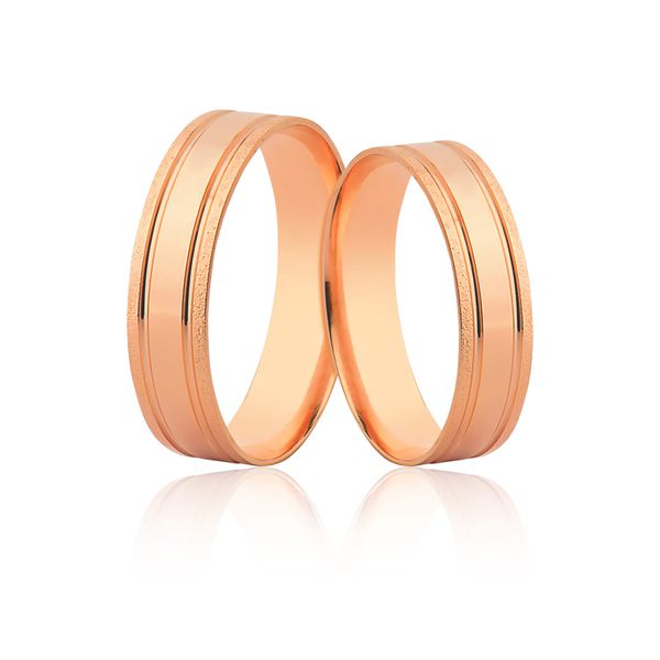 Par De Alianças Em Ouro Rose 18k - L-JE-605-R - Alianças Exclusivas