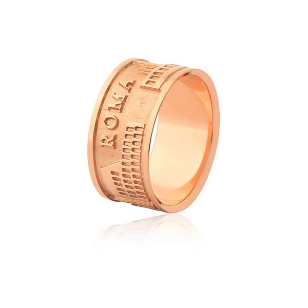 Aliança De Ouro Rose 18k Com a Cidade De Roma - L-JN-506-R - Alianças Exclusivas