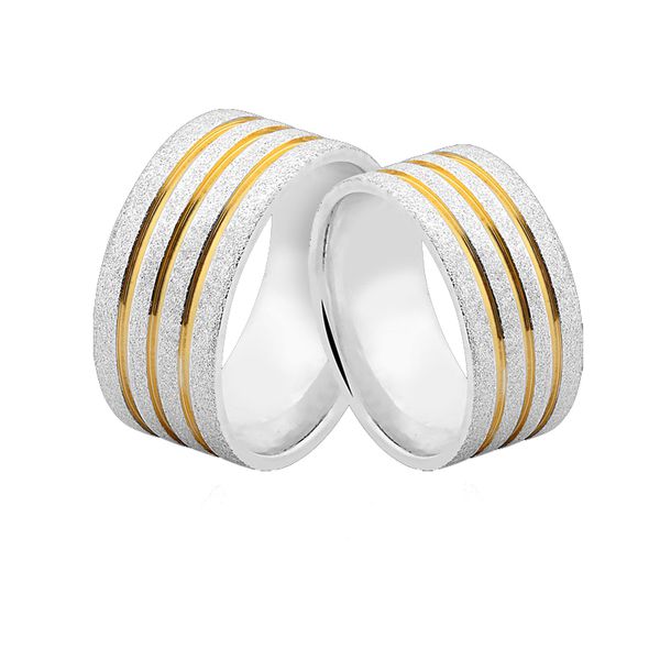 Alianças De Prata e Detalhes Banhado a Ouro