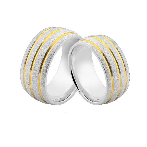 Alianças De Prata e Detalhes Banhado a Ouro