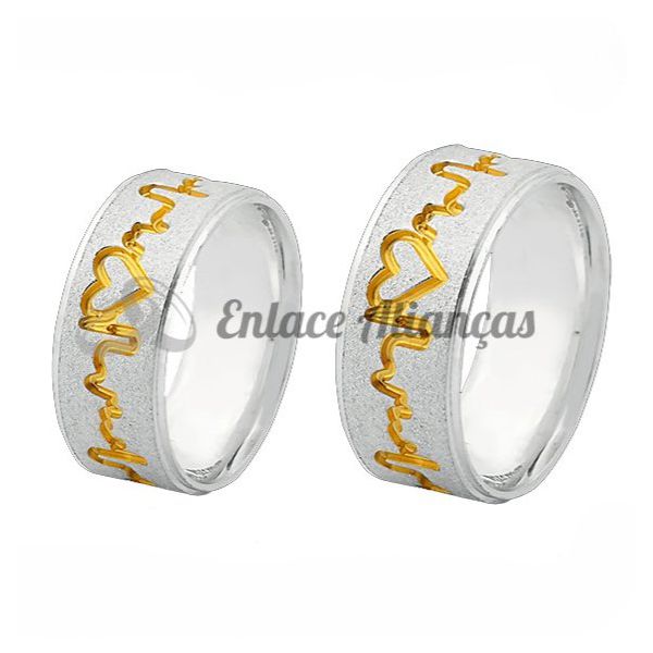 Alianças De Prata e Detalhes Banhado a Ouro