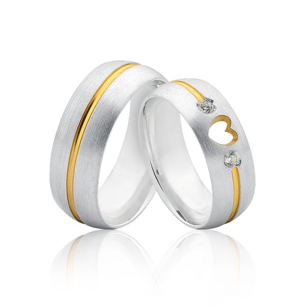 Alianças De Prata e Detalhes Banhado a Ouro