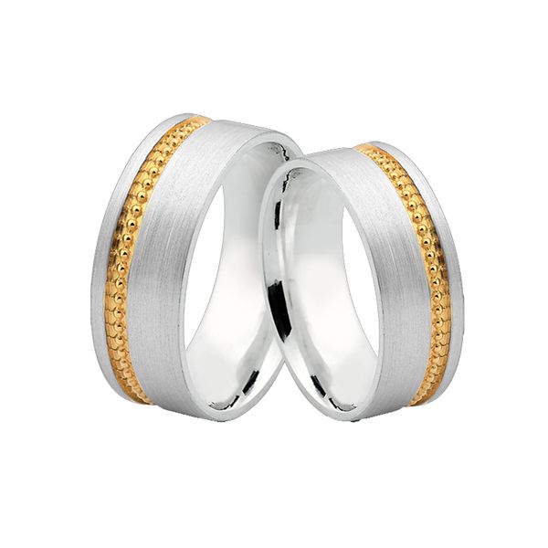 Alianças De Prata e Detalhes Banhado a Ouro