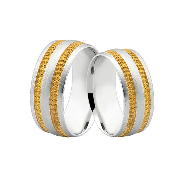 Alianças De Prata e Detalhes Banhado a Ouro