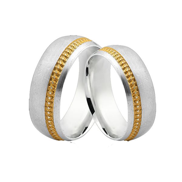 Alianças De Prata e Detalhes Banhado a Ouro