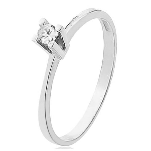 Anel Solitário De Prata