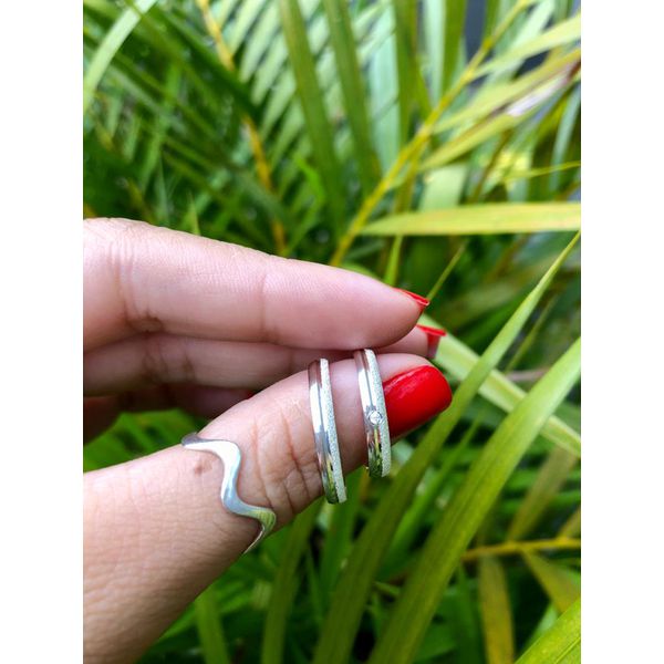 Kit Par De Alianças e Solitário De Prata