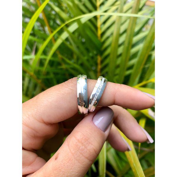 Kit Par De Alianças e Solitário De Prata