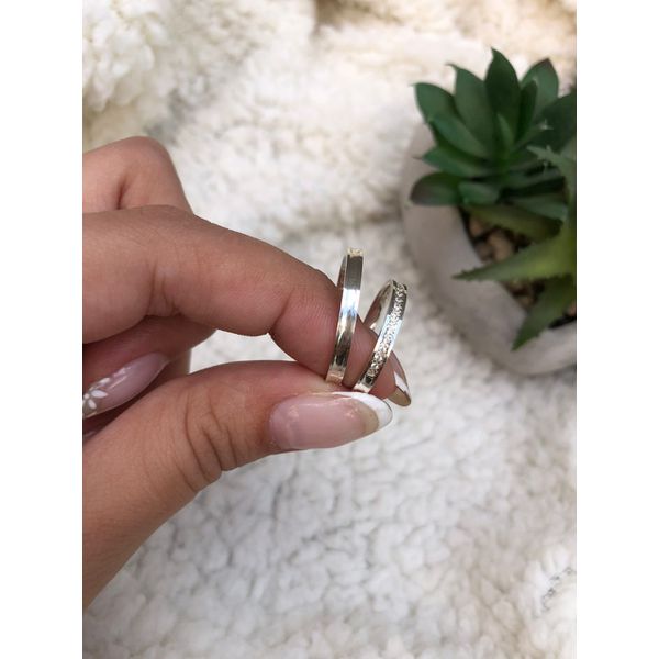 Kit Par De Alianças e Solitário De Prata