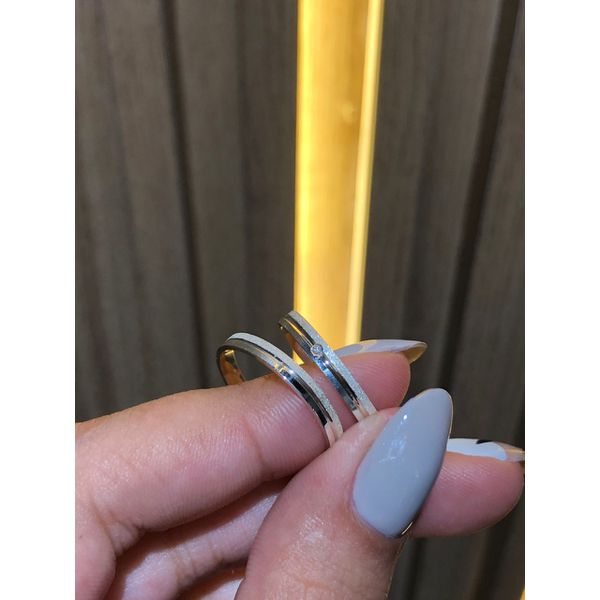 Kit Par De Alianças e Solitário De Prata